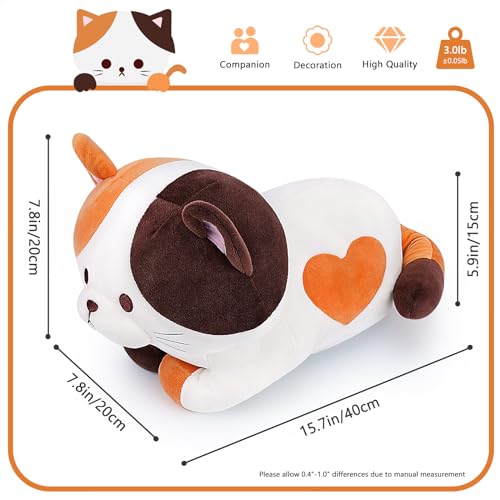 Kawaii Weighted Calico Cat Plush - 15.7