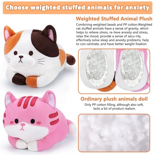 Kawaii Weighted Calico Cat Plush - 15.7