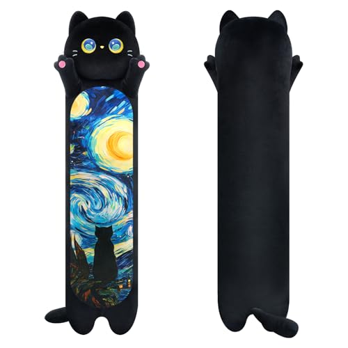 Starry Black Cat Long Plush Toy Pillow