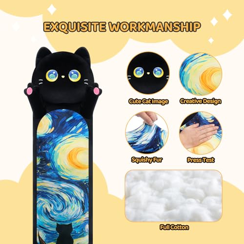 Starry Black Cat Long Plush Toy Pillow