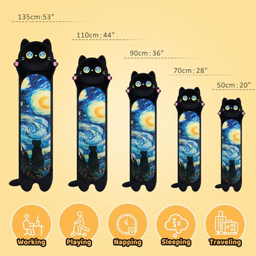 Starry Black Cat Long Plush Toy Pillow
