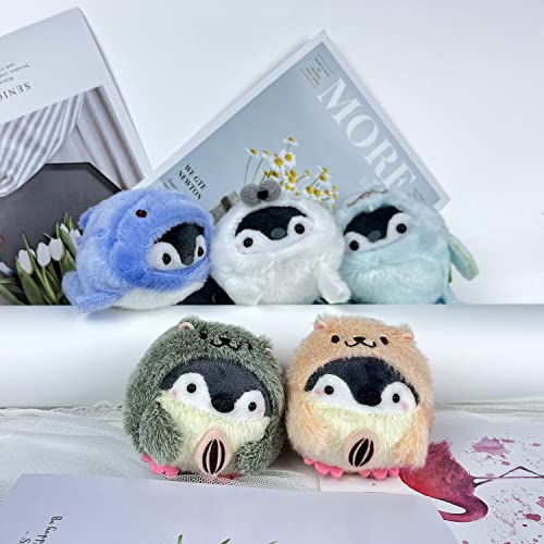 Kawaii Marine Animal Plush Keychain - Whale & Penguin