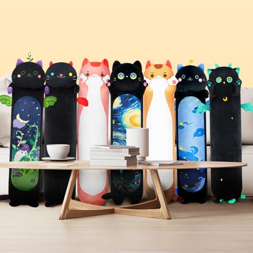 Starry Black Cat Long Plush Toy Pillow