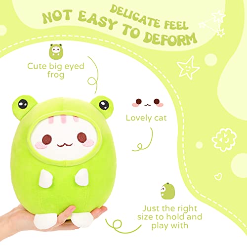 AIXINI Cute Cat Frog Plushie - 8" Kawaii Toy