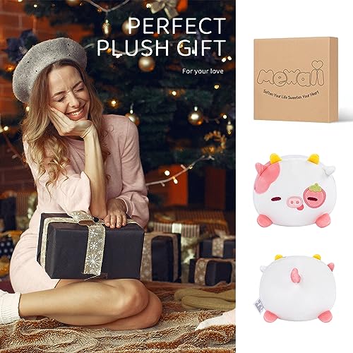 Cute Strawberry Cow Plush Pillow - 8” Kawaii Toy