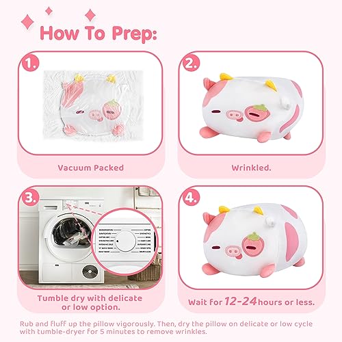 Cute Strawberry Cow Plush Pillow - 8” Kawaii Toy