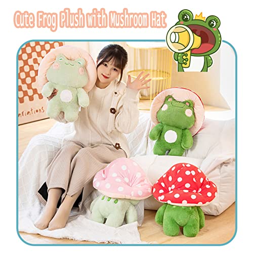 Cute 10" Kawaii Frog Plush Toy with Mushroom Hat