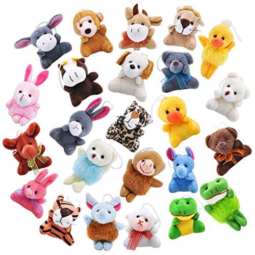 Mini Animal Plush Keychains - 24 Pack Assortment