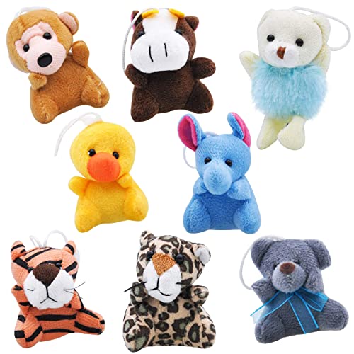 Mini Animal Plush Keychains - 24 Pack Assortment