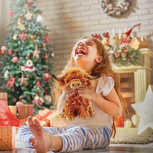 Adorable Brown Highland Cow Plush Toy - 10.8