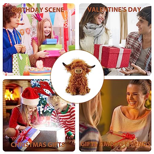 Adorable Brown Highland Cow Plush Toy - 10.8