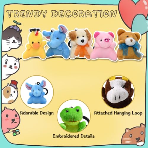 24-Pack Kawaii Mini Animal Plush Keychains