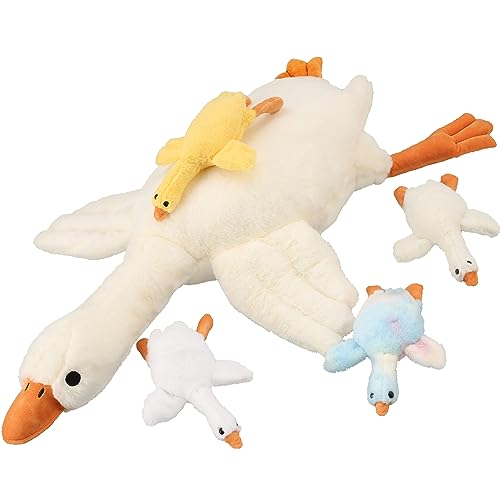 Adorable 31" Goose Plush Toy with Baby Geese