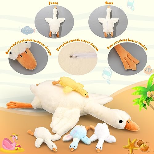 Adorable 31" Goose Plush Toy with Baby Geese