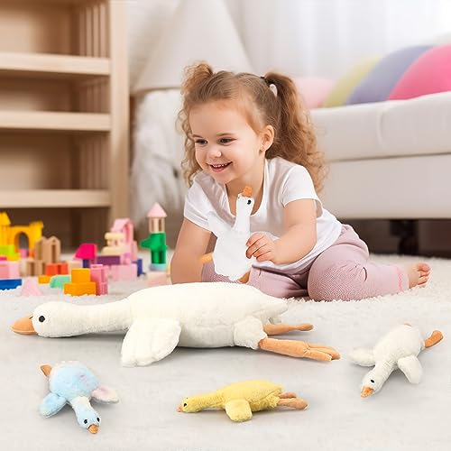 Adorable 31" Goose Plush Toy with Baby Geese