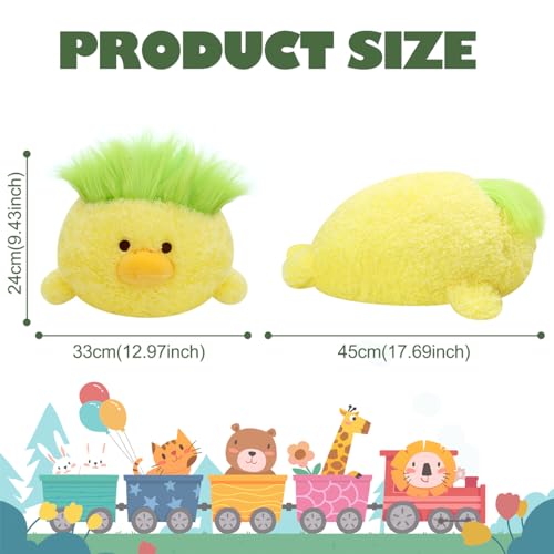 Giant Curly Yellow Duck Kawaii Plush Pillow