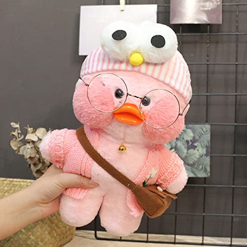 LALAFANFAN Cute Pink Duck Plush Toy with Accessories