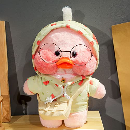 LALAFANFAN Cute Pink Duck Plush Toy with Accessories