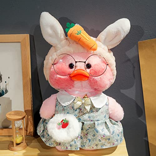 LALAFANFAN Cute Pink Duck Plush Toy with Accessories