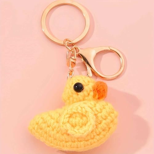 Kawaii Crochet Duck Plush Keychain Charm
