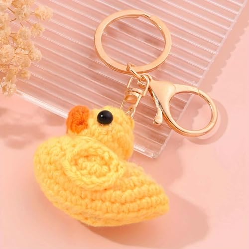 Kawaii Crochet Duck Plush Keychain Charm