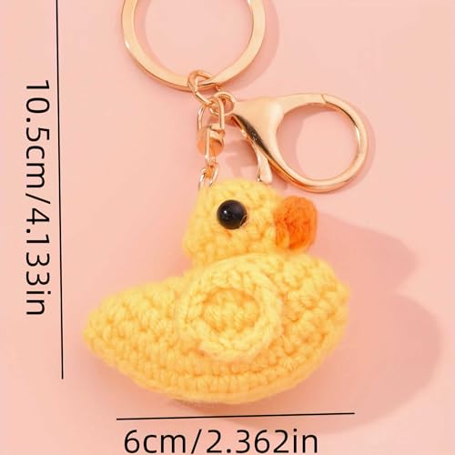 Kawaii Crochet Duck Plush Keychain Charm