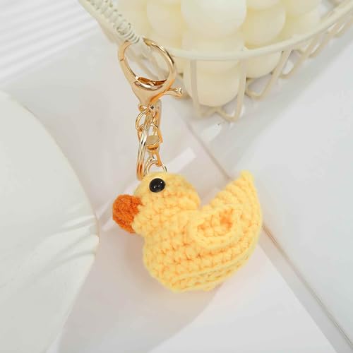 Kawaii Crochet Duck Plush Keychain Charm