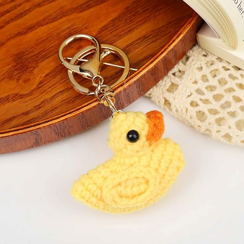 Kawaii Crochet Duck Plush Keychain Charm