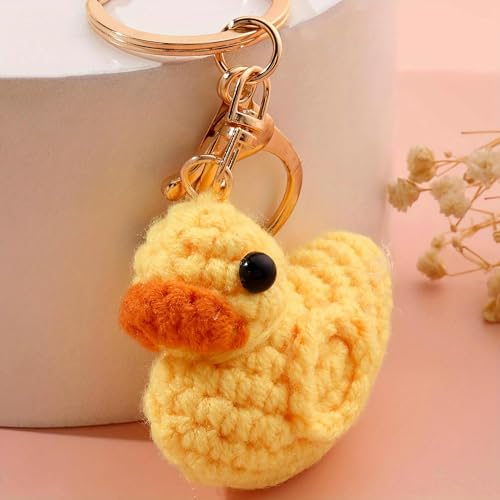 Kawaii Crochet Duck Plush Keychain Charm