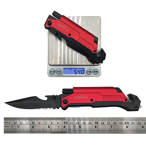6-in-1 Tactical Folding Pocket Knife with LED Light
