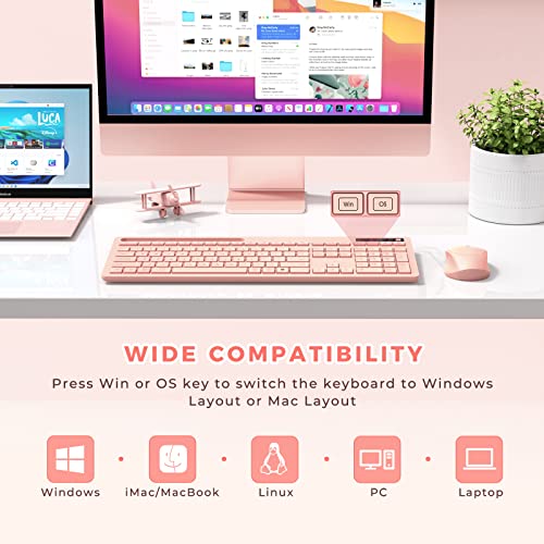 Vivefox Pink Wireless Keyboard and Mouse Combo