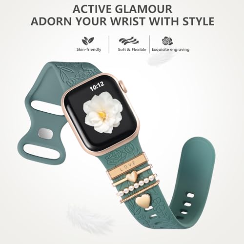 Flower Engraved Silicone Apple Watch Band for Women