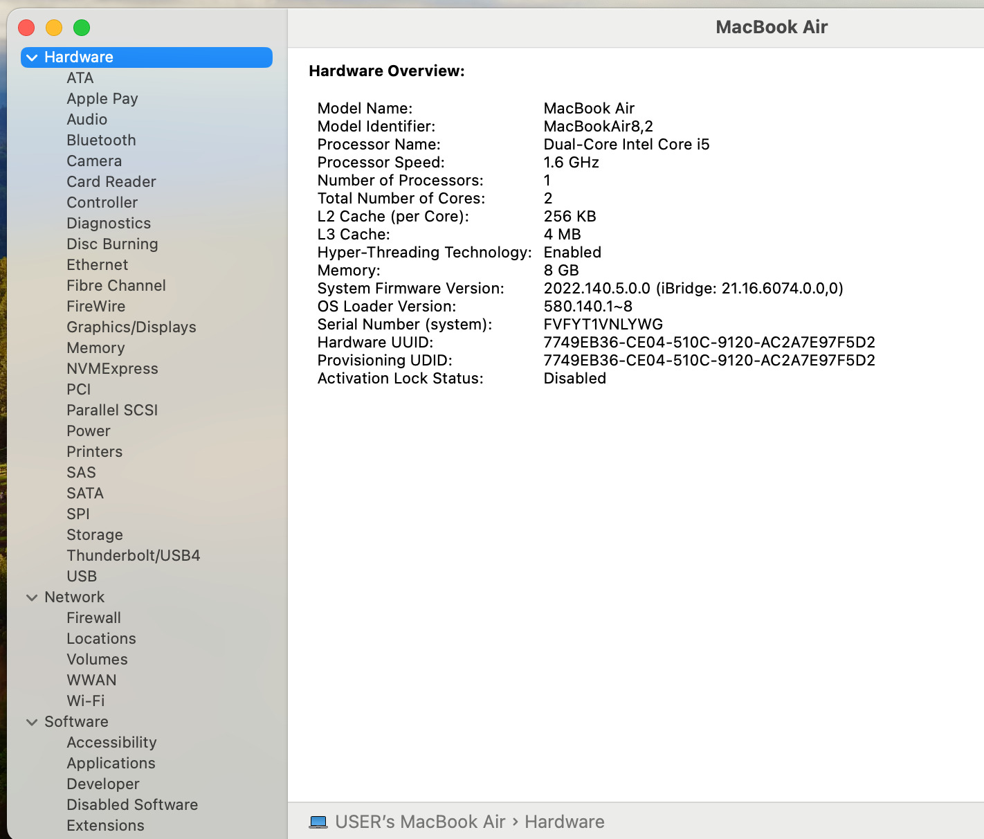 Apple MacBook Air 13" 1.6GHz i5, 8GB, Gray