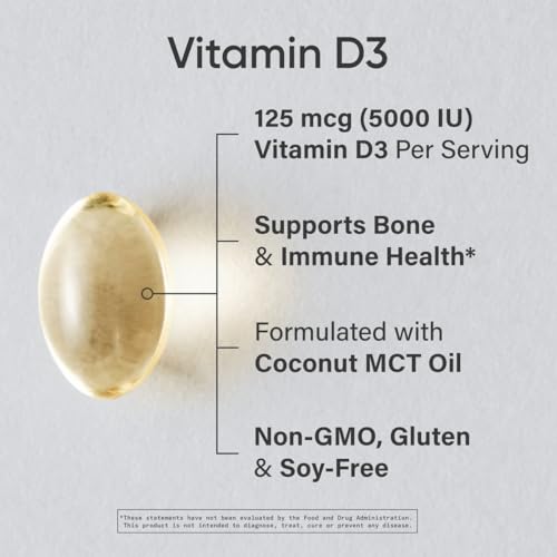 Vitamin D3 5000 IU with MCT Oil, 360 Softgels