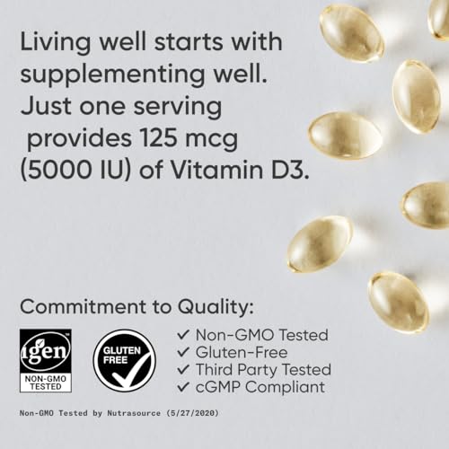 Vitamin D3 5000 IU with MCT Oil, 360 Softgels