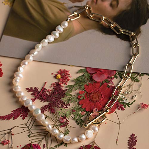 Cowlyn Pearl Necklace Vintage Chunky Link Chain