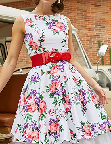 Retro Patchwork Apparel Belts for Dresses - Red