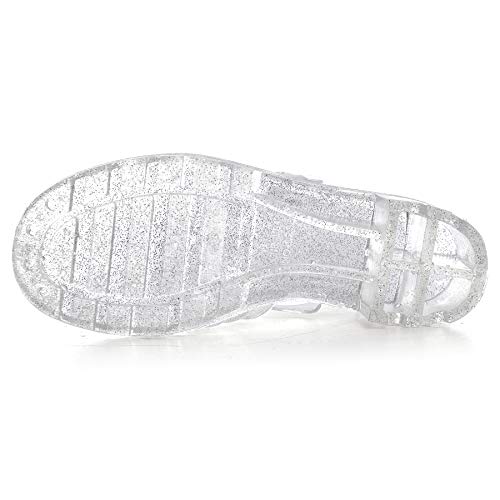 Retro Crystal Jelly Sandals: Women's Heel-White 6.5