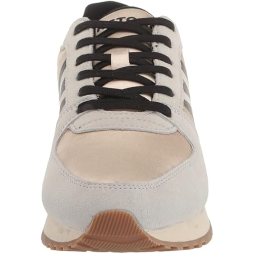 White/Taupe/Black Vintage Lace-up Casual Fashion Sneakers - Size 6.5