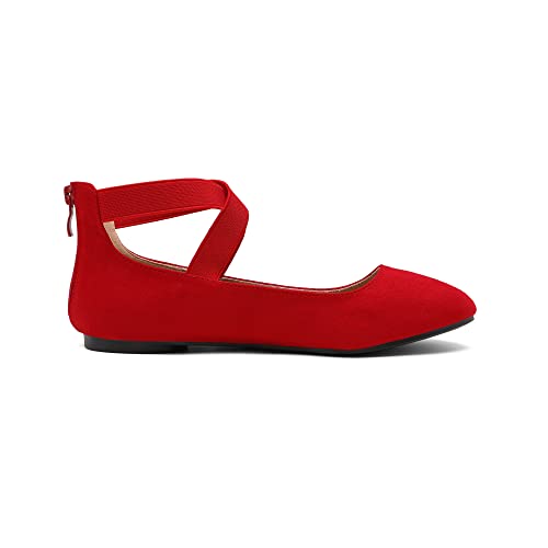 Red Ankle Strap Flats - Women's Size 8