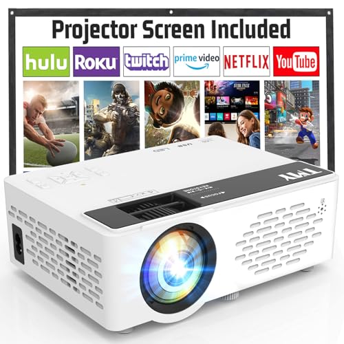TMY 1080P Mini Bluetooth Projector with Screen