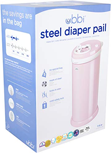 Ubbi Steel Odor Locking Diaper Pail, Pink
