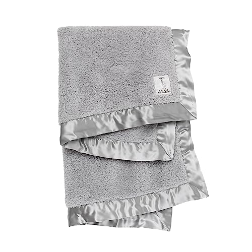 Soft Chenille Baby Blanket with Satin Trim - Silver