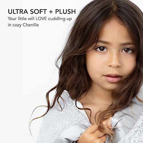 Soft Chenille Baby Blanket with Satin Trim - Silver