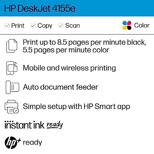 HP DeskJet 4155e Wireless Color Inkjet Printer