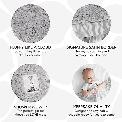 Soft Chenille Baby Blanket with Satin Trim - Silver