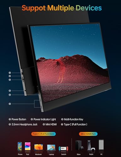 VILVA 15.6'' FHD Portable Monitor with Speakers