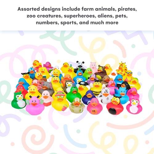 Kicko 50 Pack Assorted Rubber Ducks - Fun Party Favors