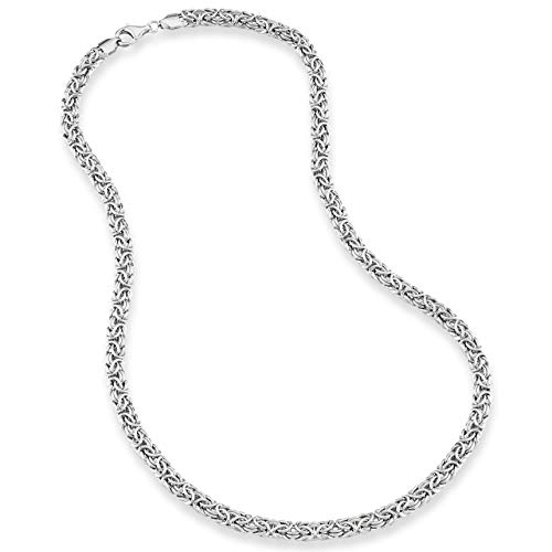 Miabella 925 Sterling Silver Byzantine Necklace - 20 Inch