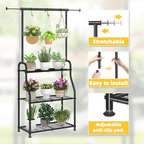 Stylish Metal 3-Tier Plant Stand for Home Garden